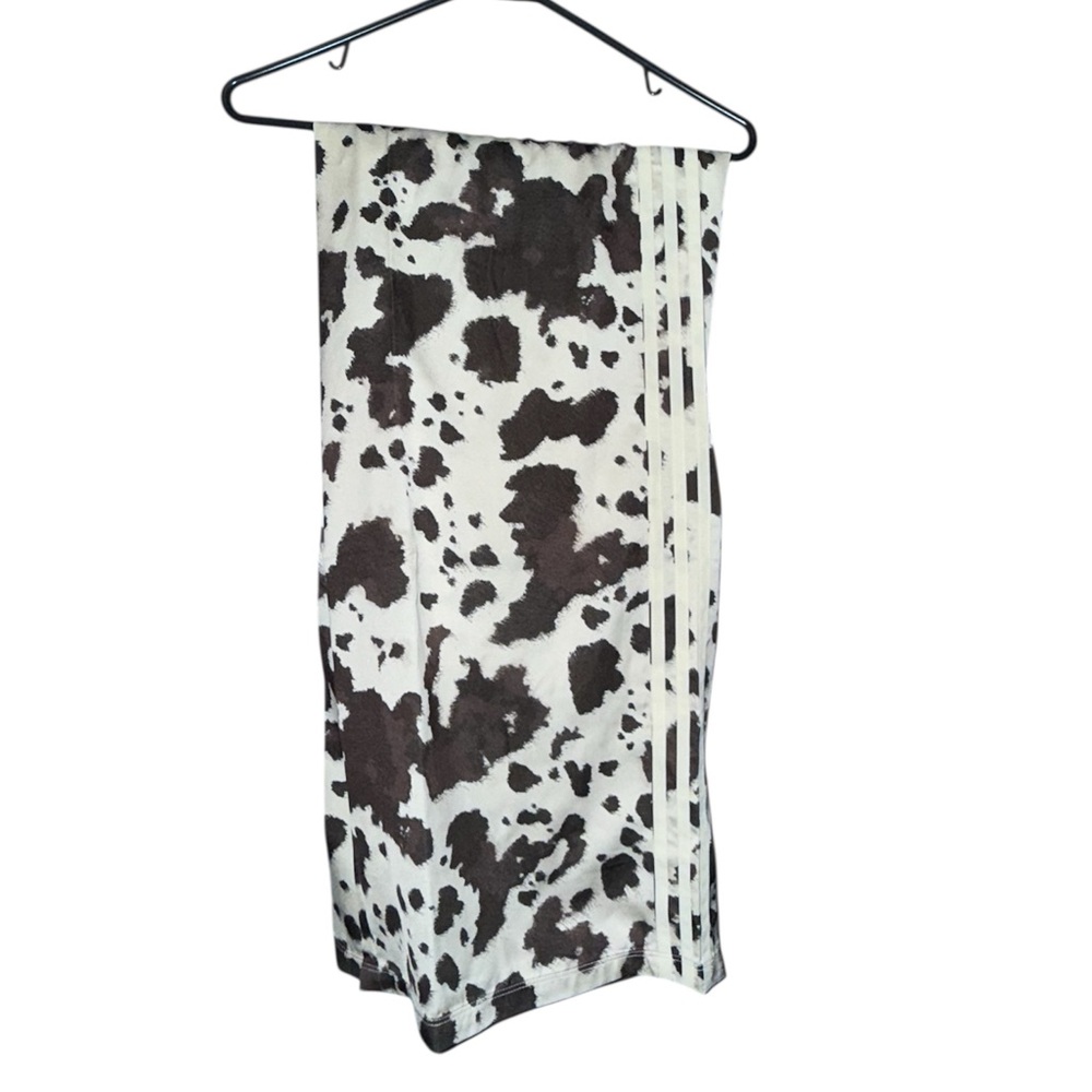 adidas Wide Leg Cow Print Track Pants in White and Brown - Picture 7 of 13